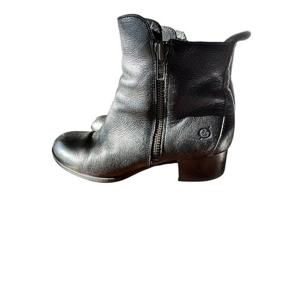 Born‎ Dark Brown Leather Flannel Ankle Boots 7.5 Lined In Flannel W/two Zippers - Picture 1 of 14